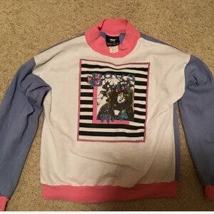 Vintage girls Graphic BOWS Sweatshirt in Pink, White, and Blue